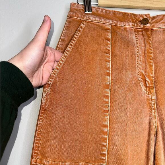 Ulla Johnson Storm Jean Rust Acid Wash Orange Barrel Pants Size 2 Pockets - Picture 6 of 10